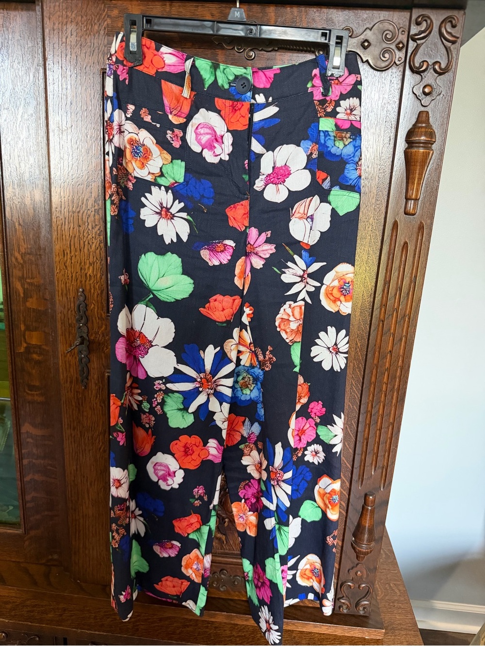 CHARLIE B Black Floral Boot Cut Pants